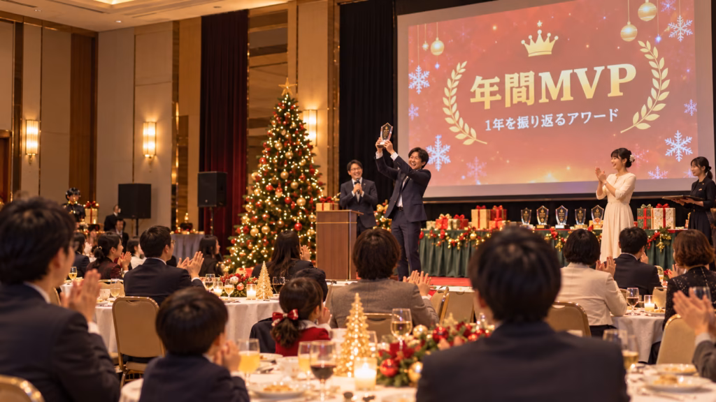 社内クリスマスイベントで1年を振り返るアワードの表彰